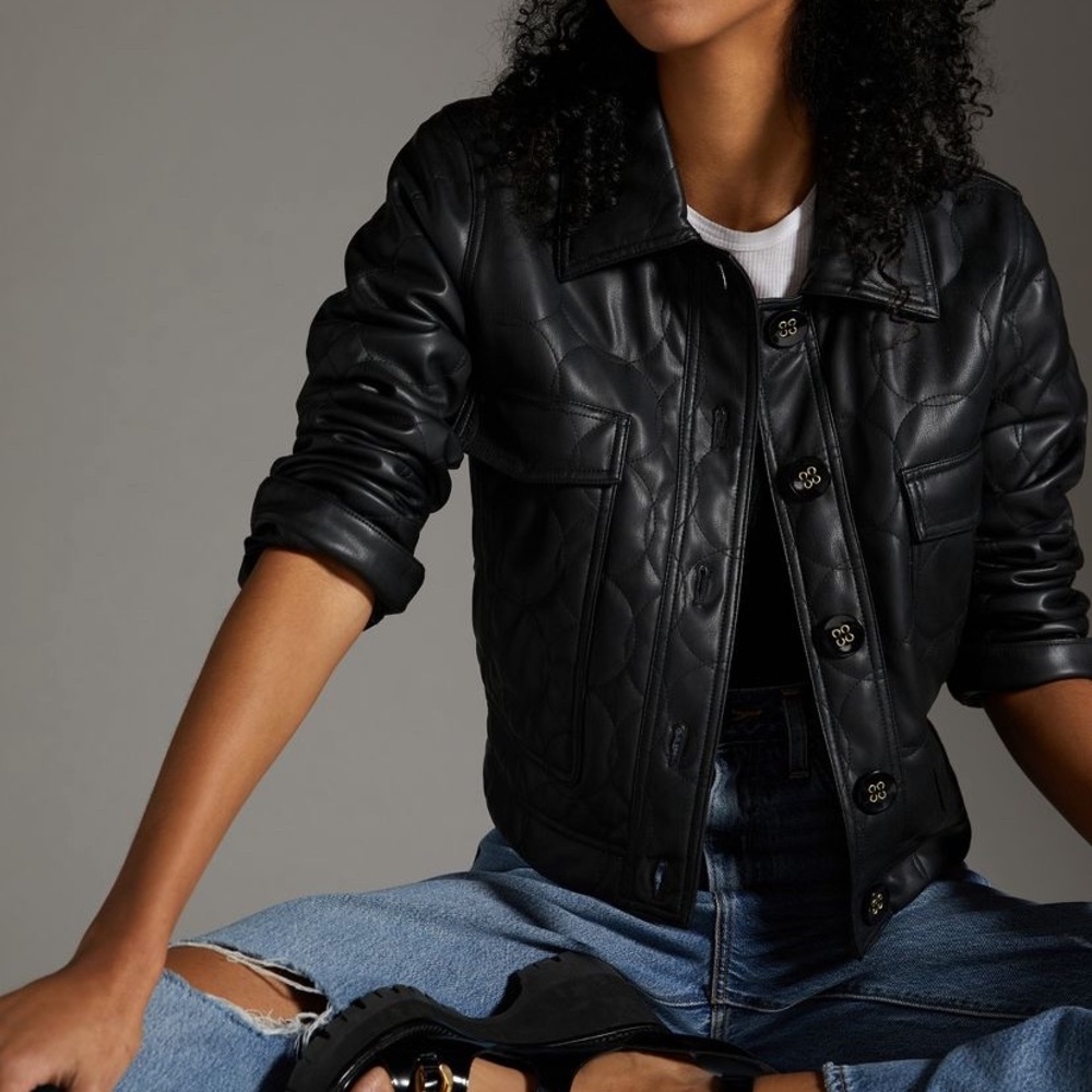 Maeve Faux Leather Quilted Jacket